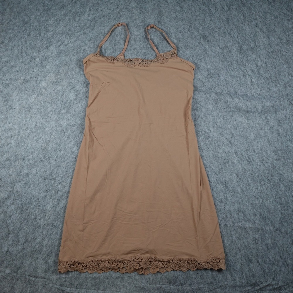 SKIMS Slip Dress Women Extra Large Tan Corded Lace Trim Adjustable Bodycon Mini